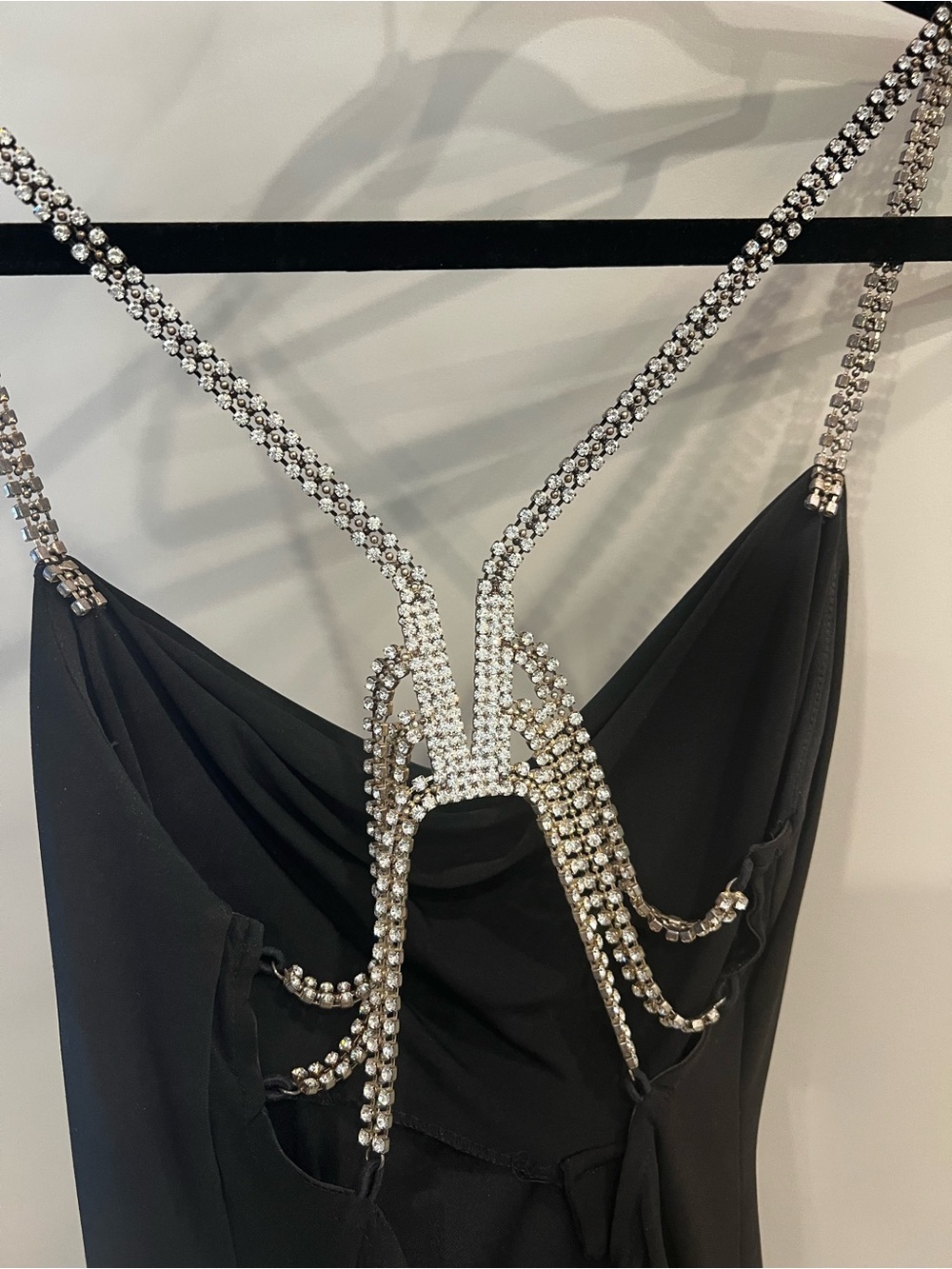 Cache Black Rhinestone-Embellished Top